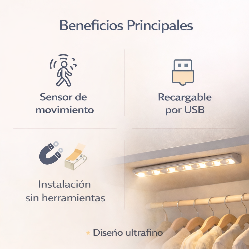 Luz LED Inteligente con Sensor de Movimiento – Ilumina Tu Hogar Sin Cables Ni Instalaciones