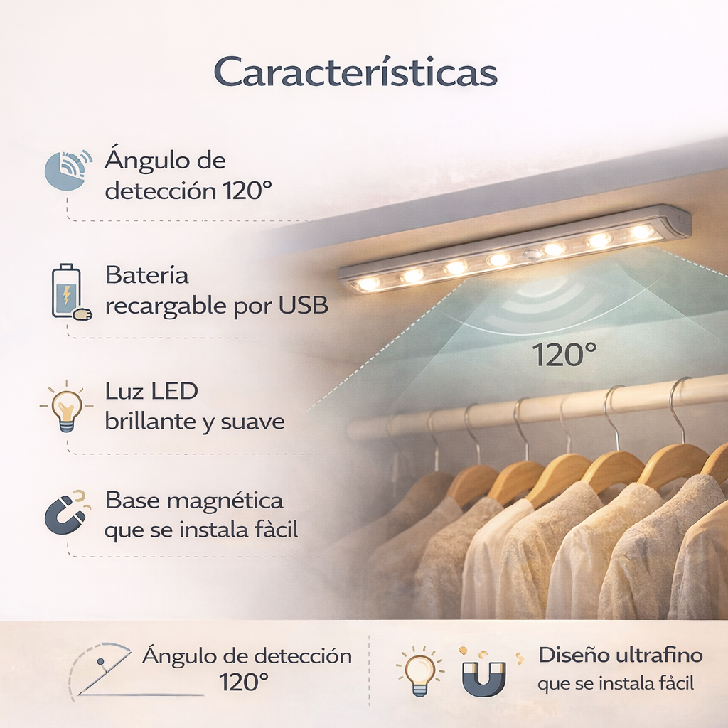 Luz LED Inteligente con Sensor de Movimiento – Ilumina Tu Hogar Sin Cables Ni Instalaciones