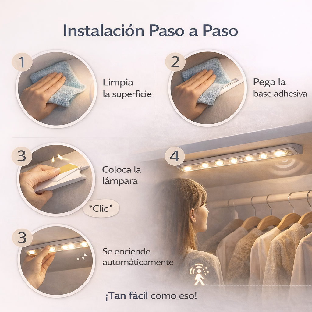 Luz LED Inteligente con Sensor de Movimiento – Ilumina Tu Hogar Sin Cables Ni Instalaciones