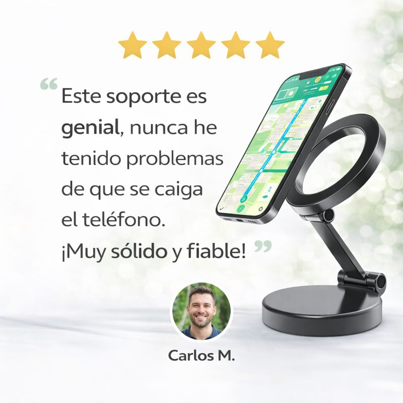 Soporte Magnético 3 en 1: Tu celular siempre firme, visible y a la mano mientras conduces