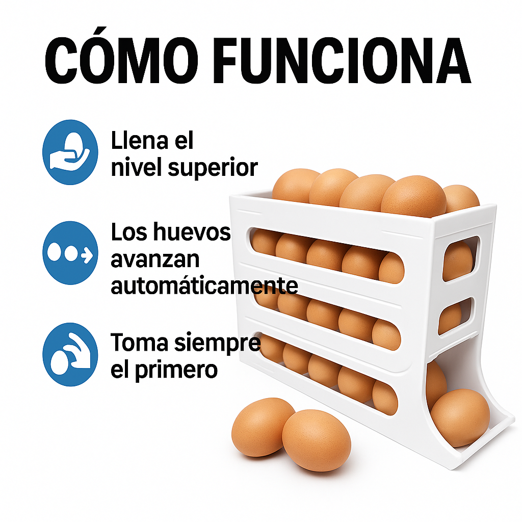 OrdenaHuevos™ – Organiza tus huevos en 60 segundos- seguridad, frescura y comodidad en un solo lugar