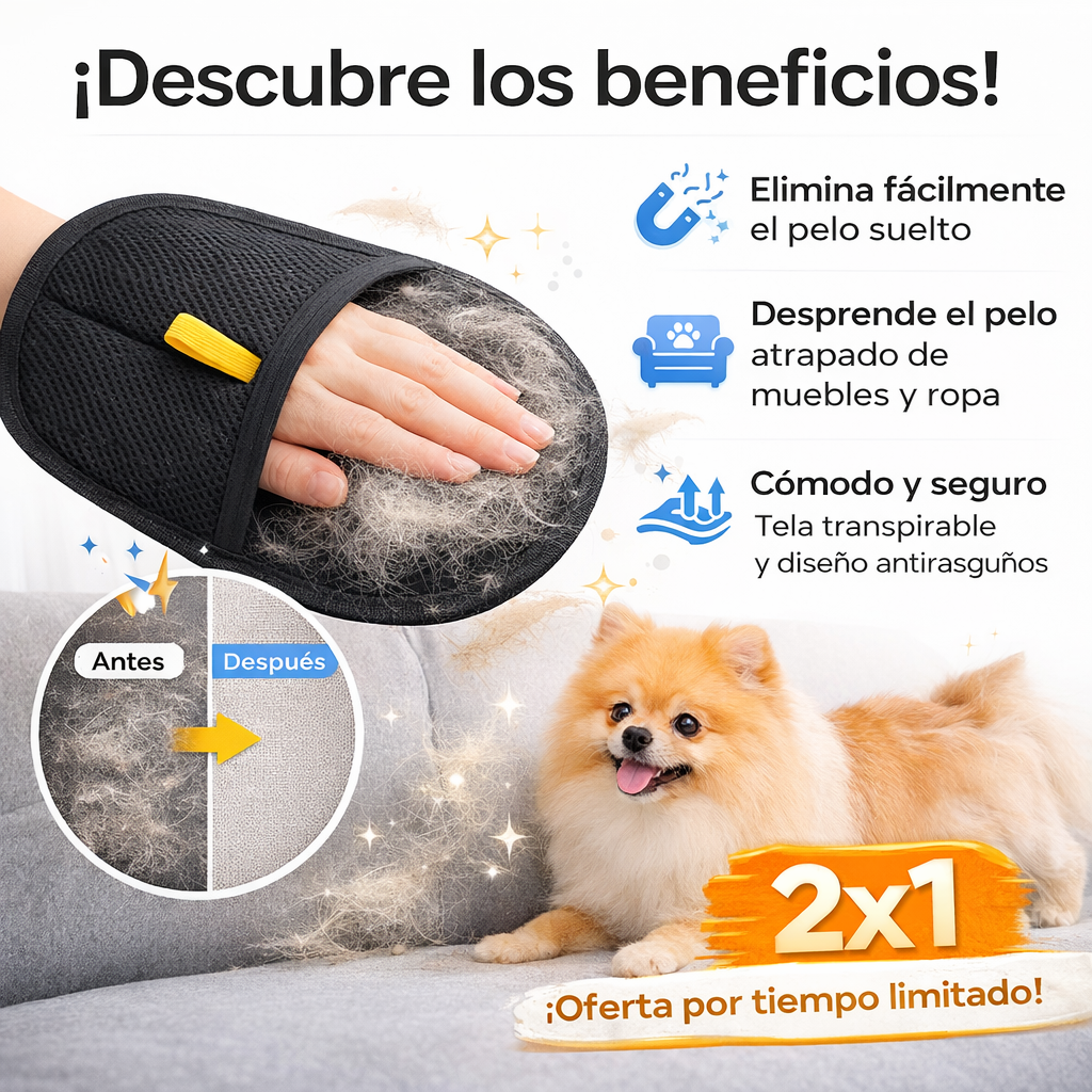 Guantes Electroestáticos 2x1 | Elimina el Pelo de Mascotas Fácil y Sin Esfuerzo