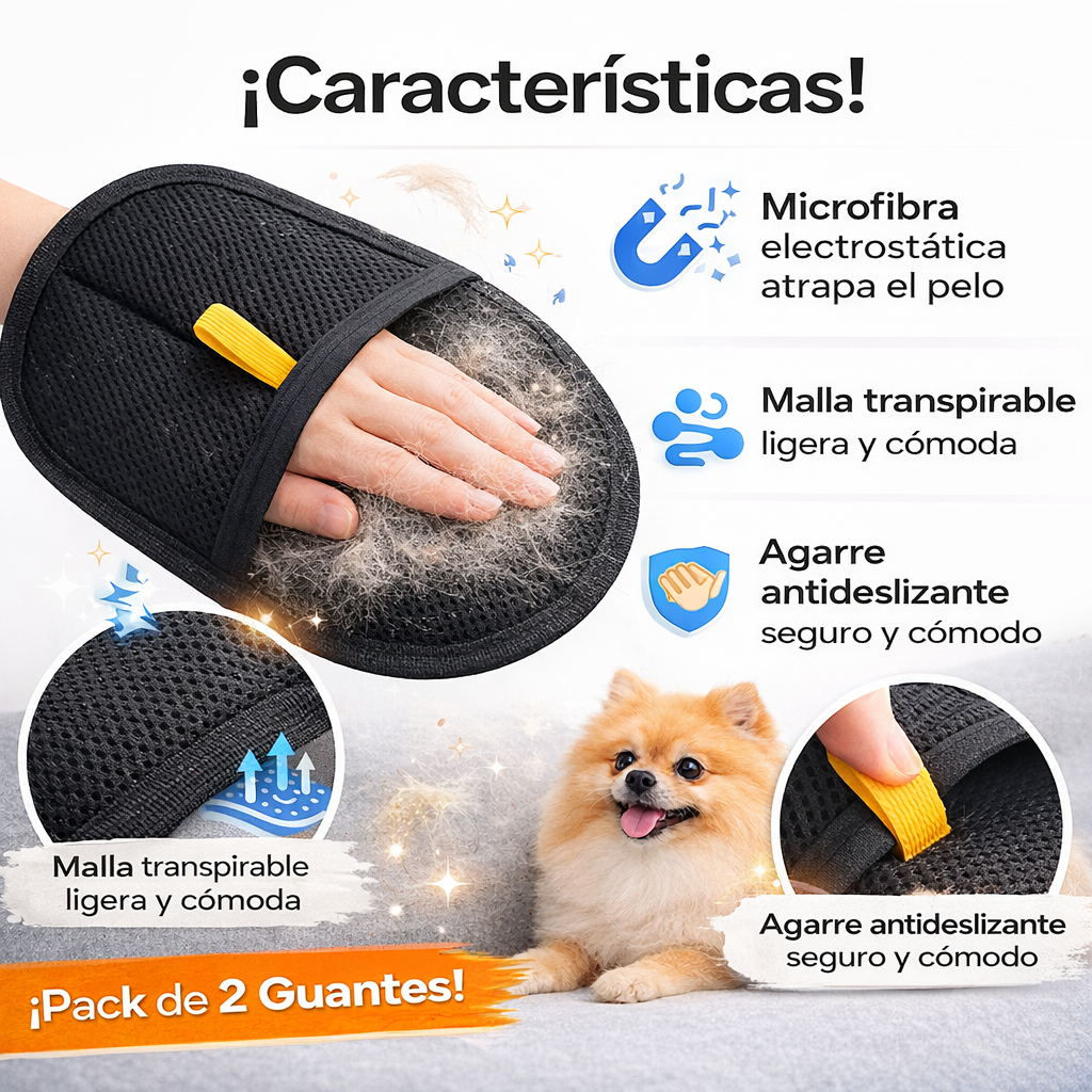 Guantes Electroestáticos 2x1 | Elimina el Pelo de Mascotas Fácil y Sin Esfuerzo