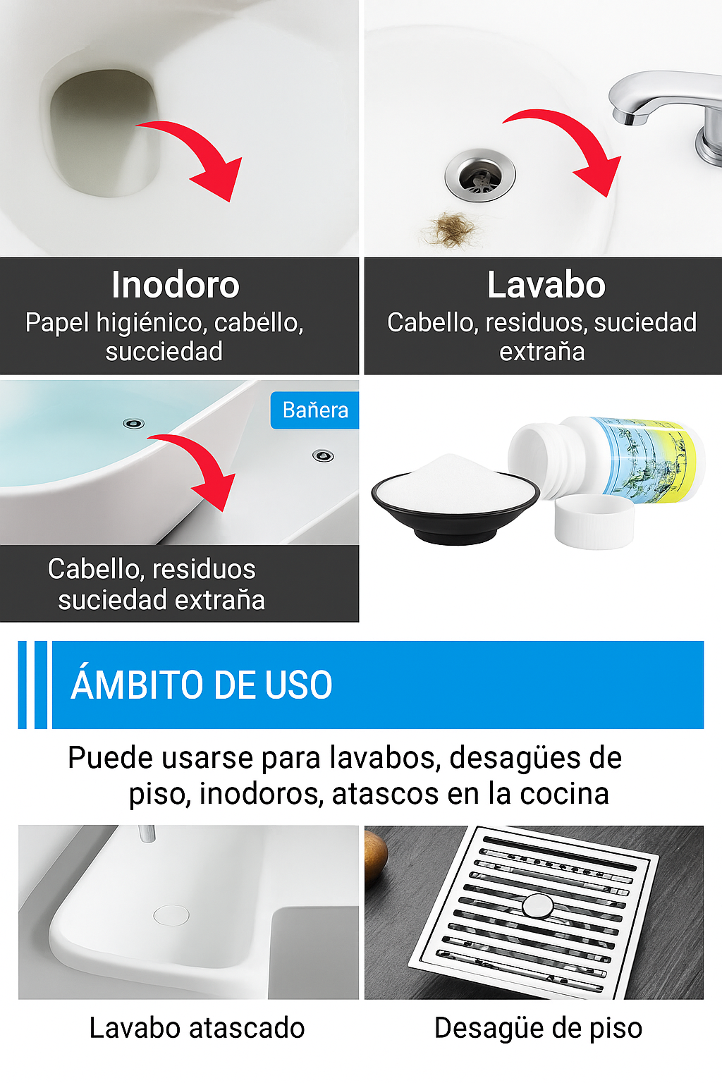 TuboClean® Poder químico seguro para un hogar sin obstrucciones