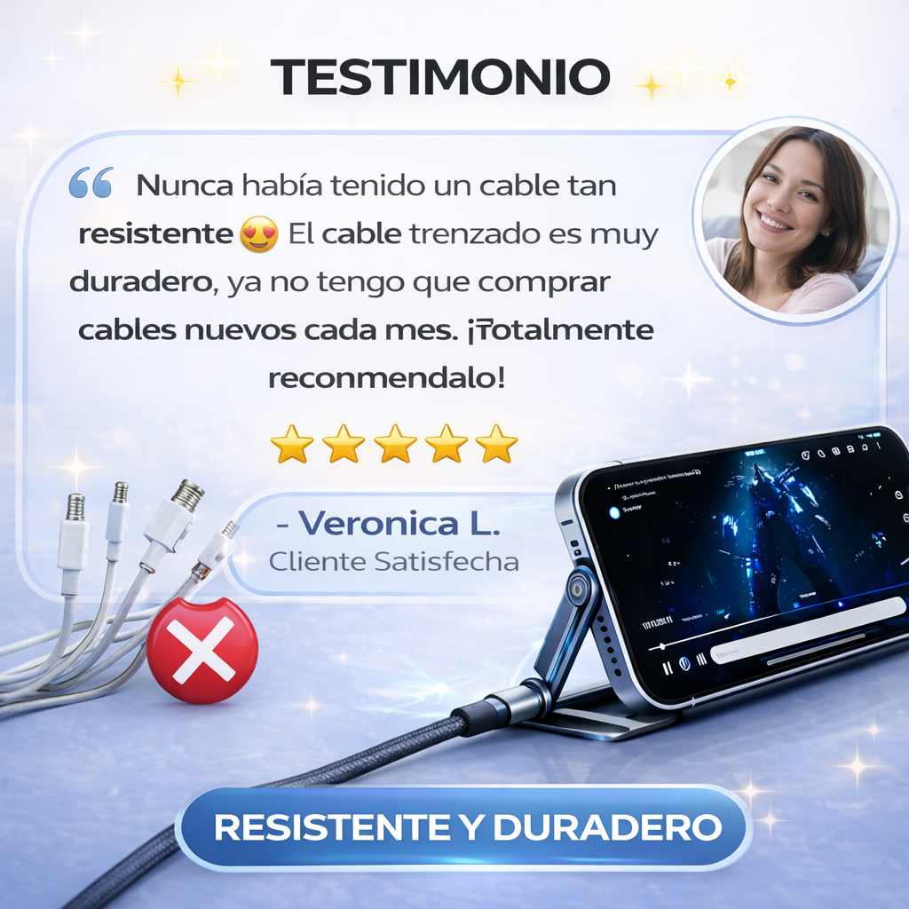 Cable 2 en 1: cargador y soporte inteligente - No dañes tus cables, carga tu celular sin problema