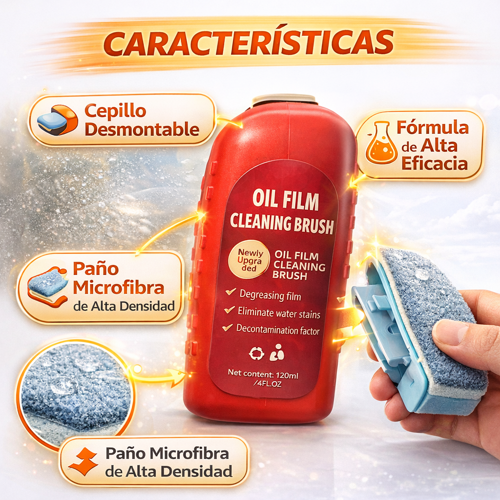 Cepillo Limpiador de Vidrios para Carro | Limpieza Profunda por Dentro y por Fuera OIL FILM