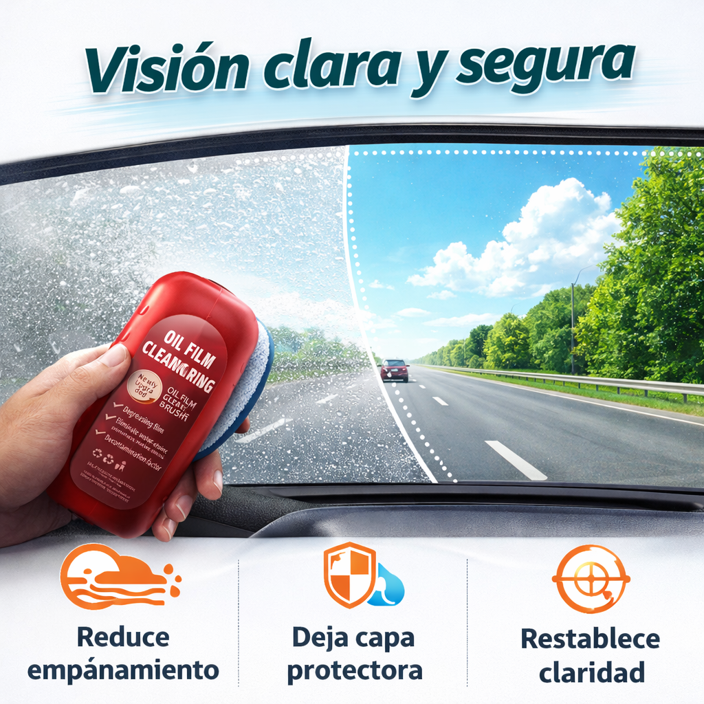 Cepillo Limpiador de Vidrios para Carro | Limpieza Profunda por Dentro y por Fuera OIL FILM