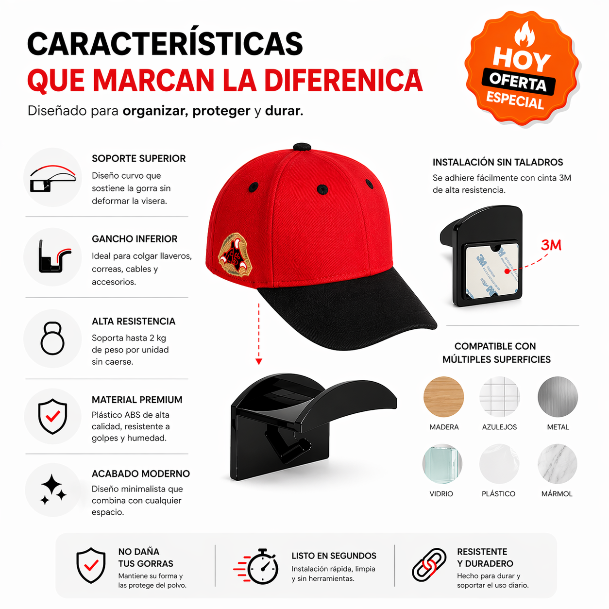 Organizador de Gorras y Accesorios x5 – Ahorra Espacio y Mantén Todo en Orden