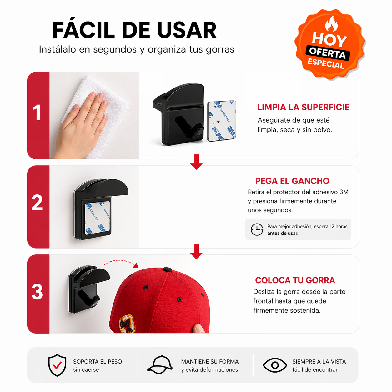 Organizador de Gorras y Accesorios x5 – Ahorra Espacio y Mantén Todo en Orden