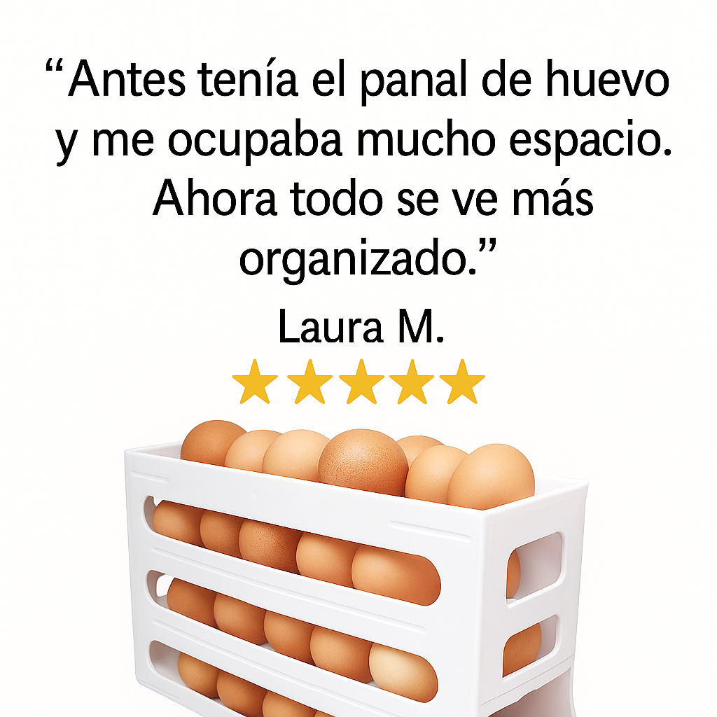 OrdenaHuevos™ – Organiza tus huevos en 60 segundos- seguridad, frescura y comodidad en un solo lugar