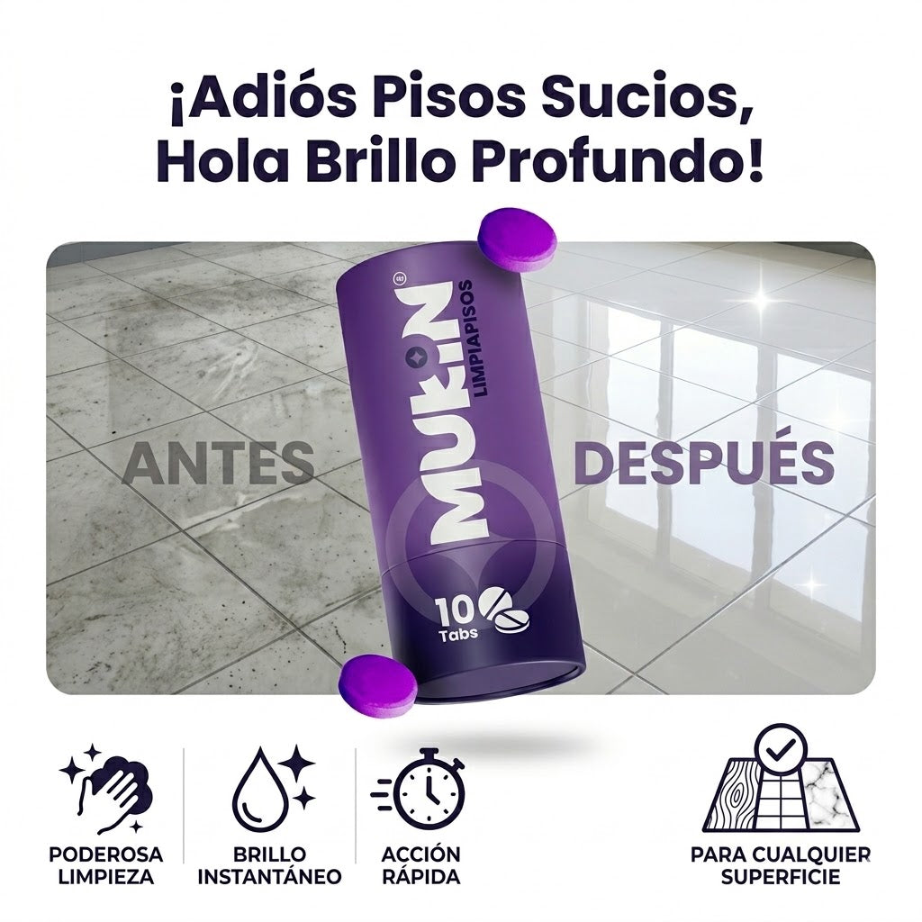 Deja tus pisos impecables en minutos sin complicarte con mil productos - Mukin Limpia Pisos