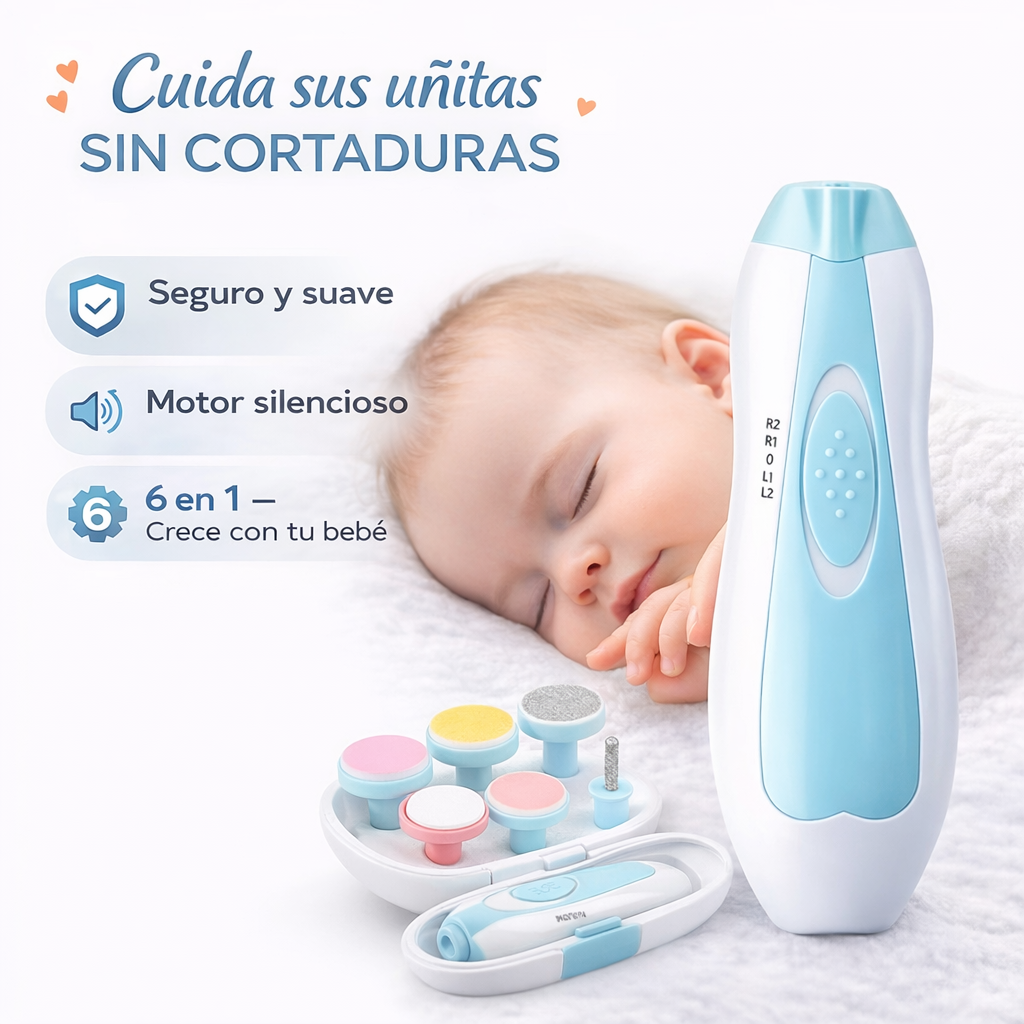 Lima Eléctrica para Bebé 6 en 1: Uñitas Seguras Sin Miedo ni Lágrimas