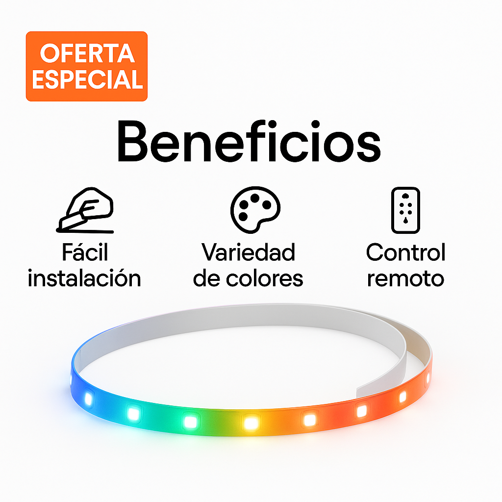 Cinta LED Ultimate®: Transforma tu espacio al instante, luz inteligente ambiente espectacular
