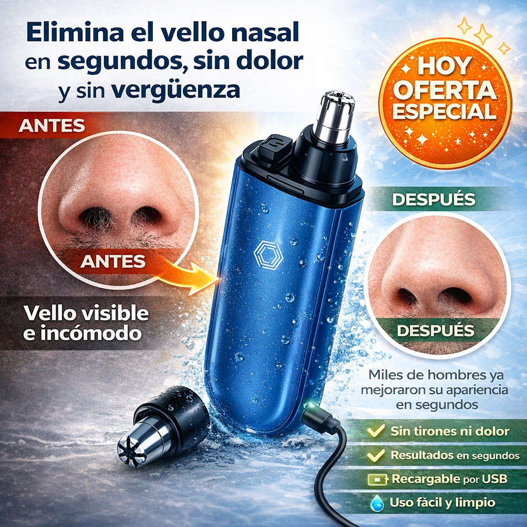 Elimina el vello nasal en segundos, sin dolor ni complicaciones - Resistente al Agua!