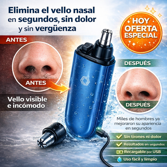Elimina el vello nasal en segundos, sin dolor ni complicaciones - Resistente al Agua!