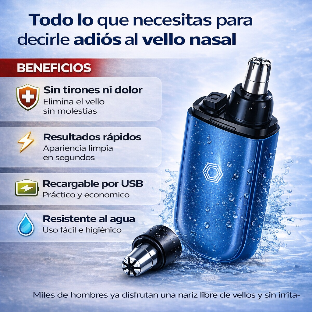 Elimina el vello nasal en segundos, sin dolor ni complicaciones - Resistente al Agua!