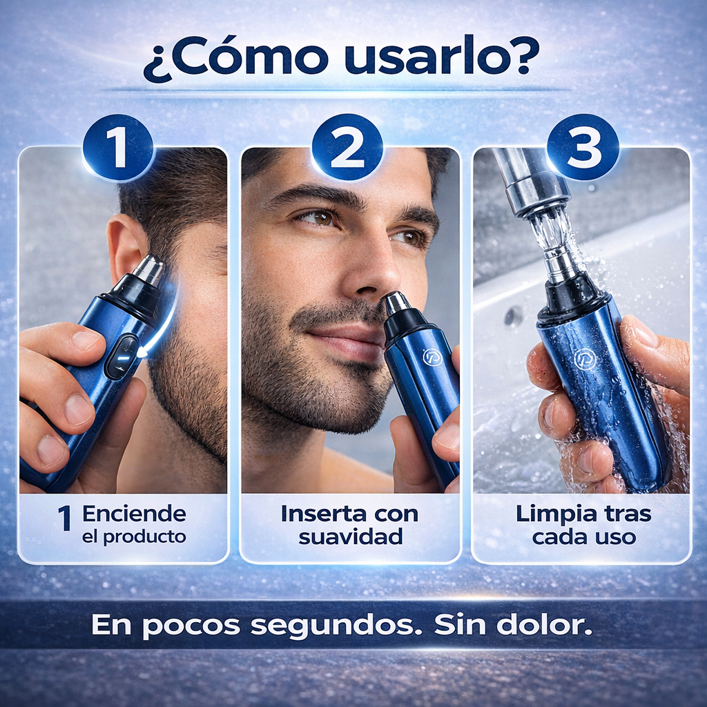 Elimina el vello nasal en segundos, sin dolor ni complicaciones - Resistente al Agua!
