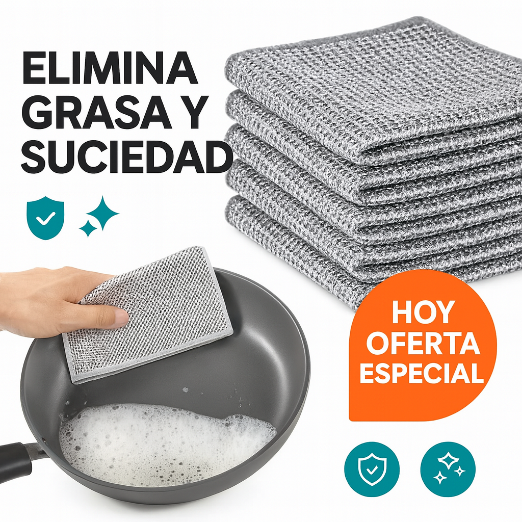 Pack de Paños Metálicos Multiusos – Limpieza Profunda sin Esfuerzo