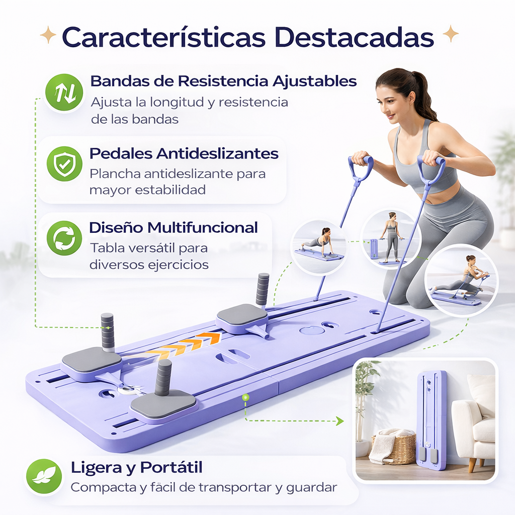 Tabla de Pilates ProMAX - Transforma tu cuerpo desde casa con fuerza, postura y tonificación