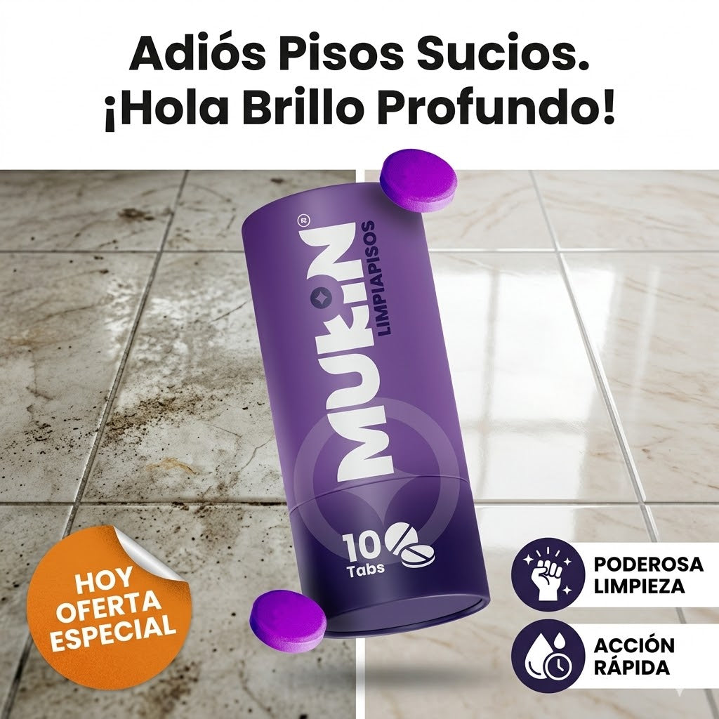 Deja tus pisos impecables en minutos sin complicarte con mil productos - Mukin Limpia Pisos