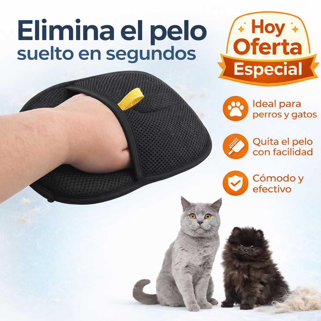 Guante Quitapelos, Elimina el Pelo de Mascotas Fácil y Sin Esfuerzo