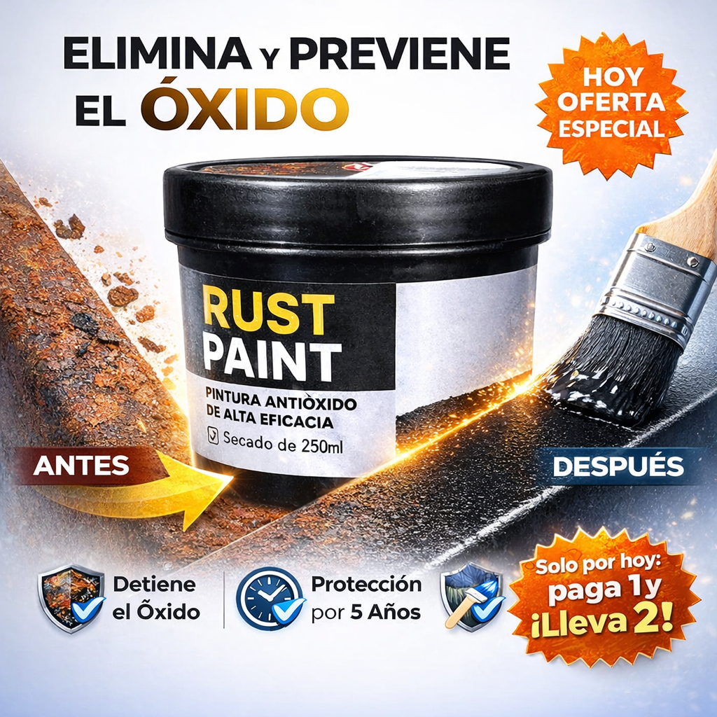 RUST PAINT – Elimina el Óxido en Minutos y Protege tus Superficies por Más Tiempo - HOY paga 1 y LLEVA 2!