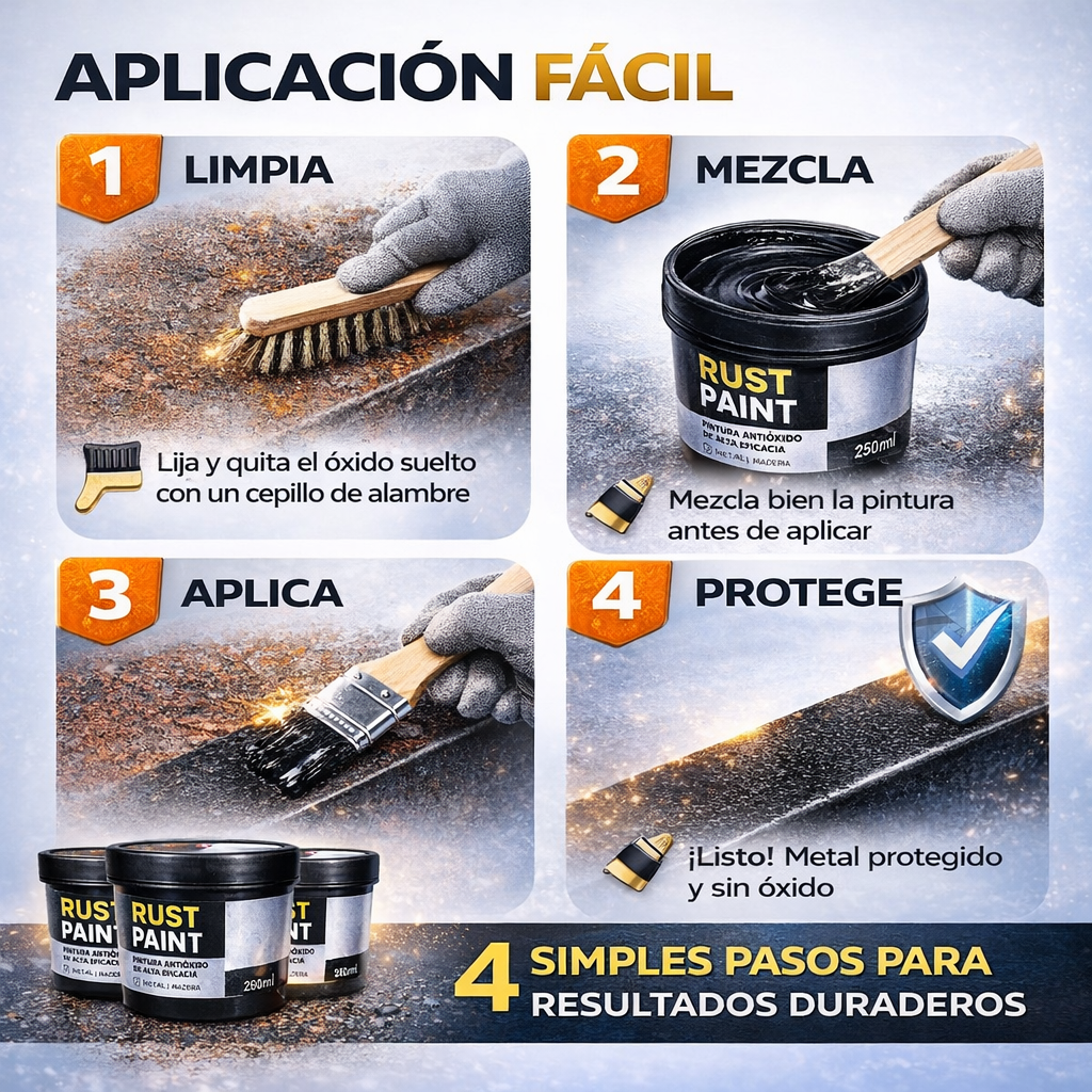 RUST PAINT – Elimina el Óxido en Minutos y Protege tus Superficies por Más Tiempo - HOY paga 1 y LLEVA 2!