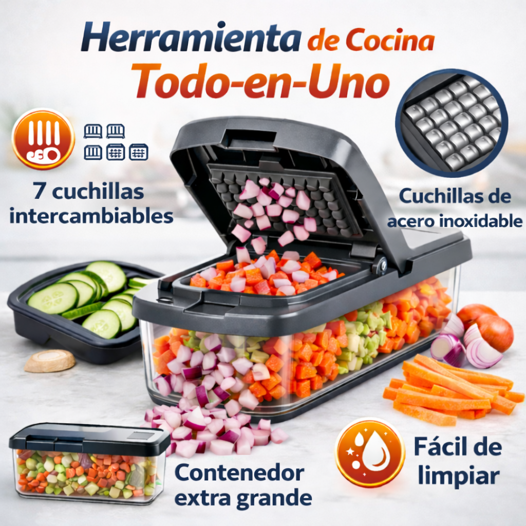 Picador de Alimento multiusos - Corta, pica y prepara en segundos sin esfuerzo