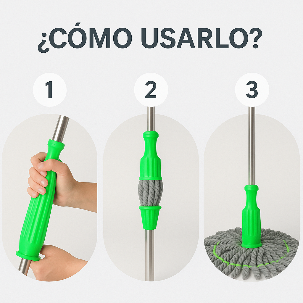 Trapero 360: El trapero que exprime por ti. Limpia más rápido, sin mojarte las manos.