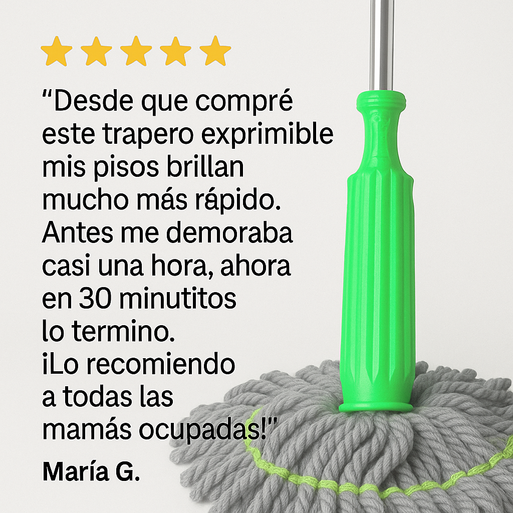 Trapero 360: El trapero que exprime por ti. Limpia más rápido, sin mojarte las manos.