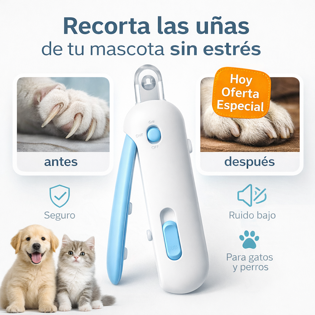 Cortaúñas Profesional para Mascotas con Protector de Seguridad – Precisión y Tranquilidad en Casa