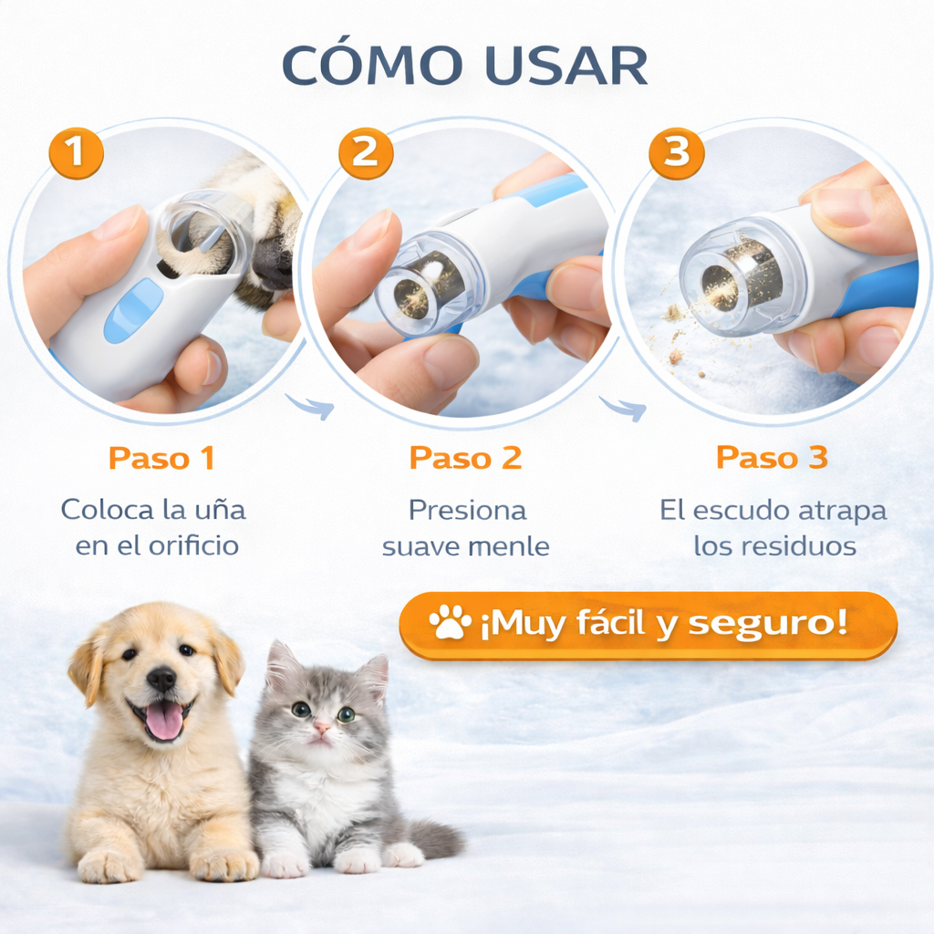 Cortaúñas Profesional para Mascotas con Protector de Seguridad – Precisión y Tranquilidad en Casa
